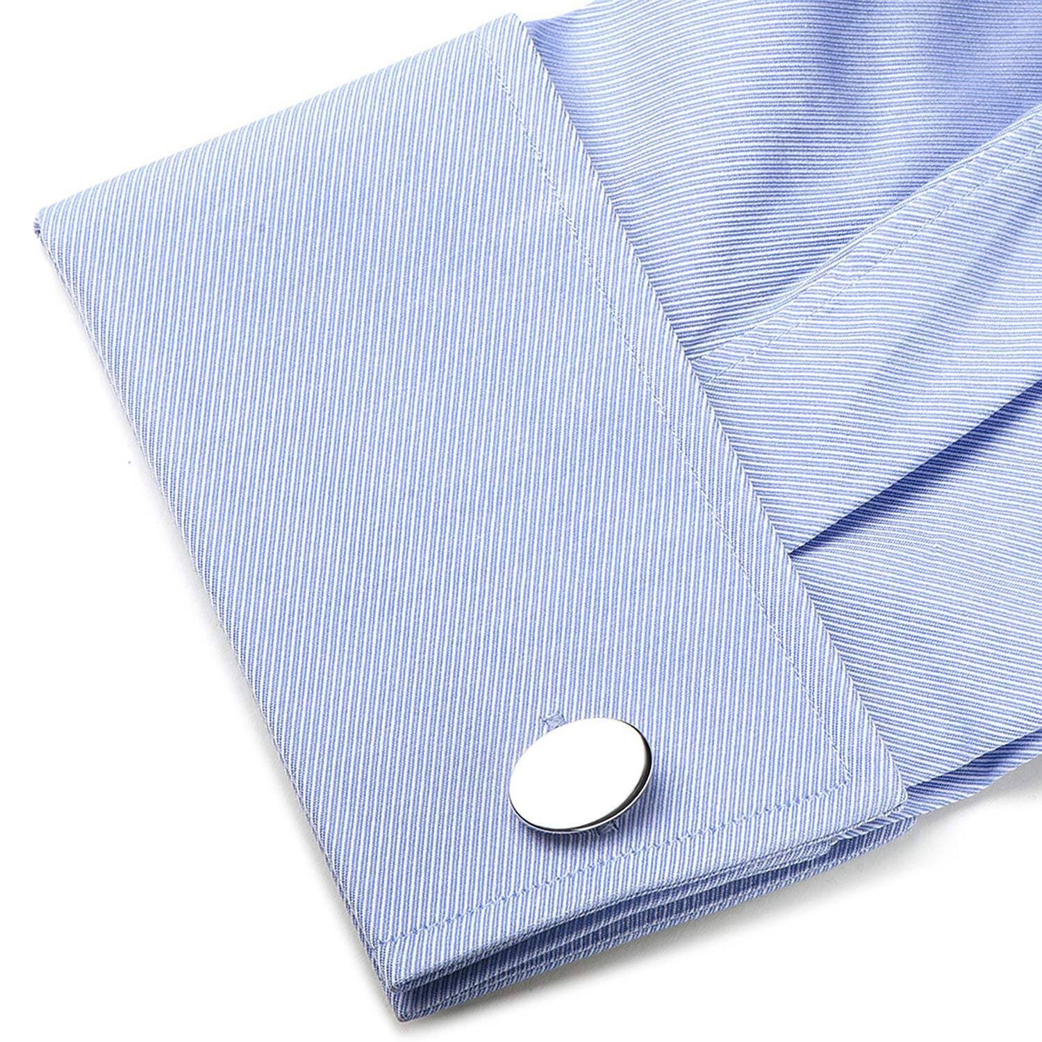 Sterling Silver Infinity Edge Oval Engravable Cufflinks