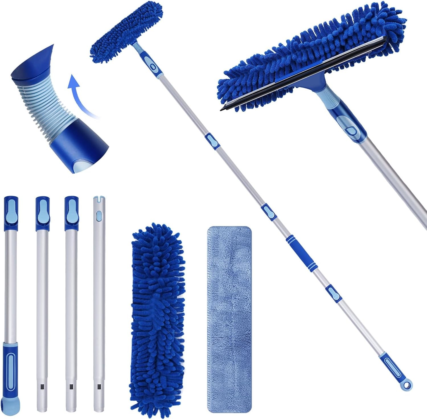Professional Window Squeegee Kit - Lightweight Aluminum Pole, 1 Rotatable Window