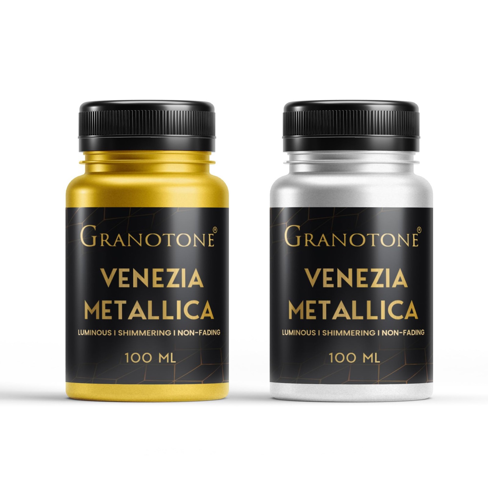 GRANOTONE Acrylic Venezia Metallic Colour, 1 Fl Oz (Pack of 2), Gold & Silver