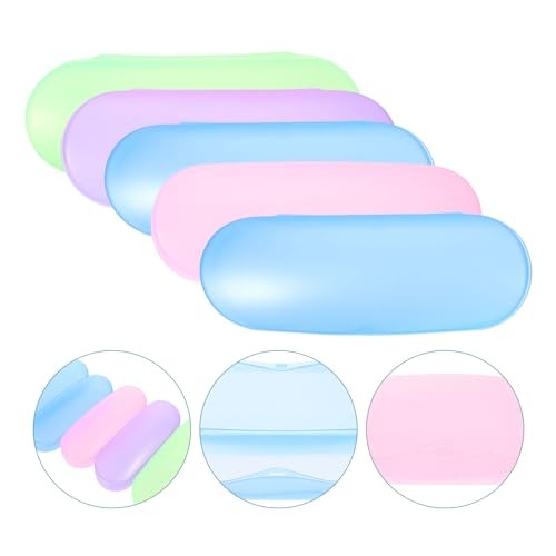 5-Pack Portable Clear Plastic Eyeglass Cases Hard Shell Transparent Glasses