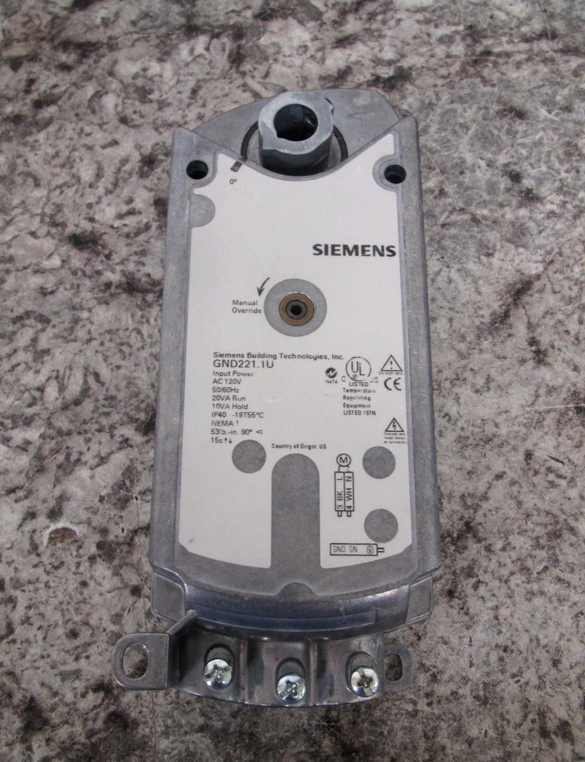 Siemens GND221.1U Electronic Fire / Smoke Damper Actuator Used Free Shipping