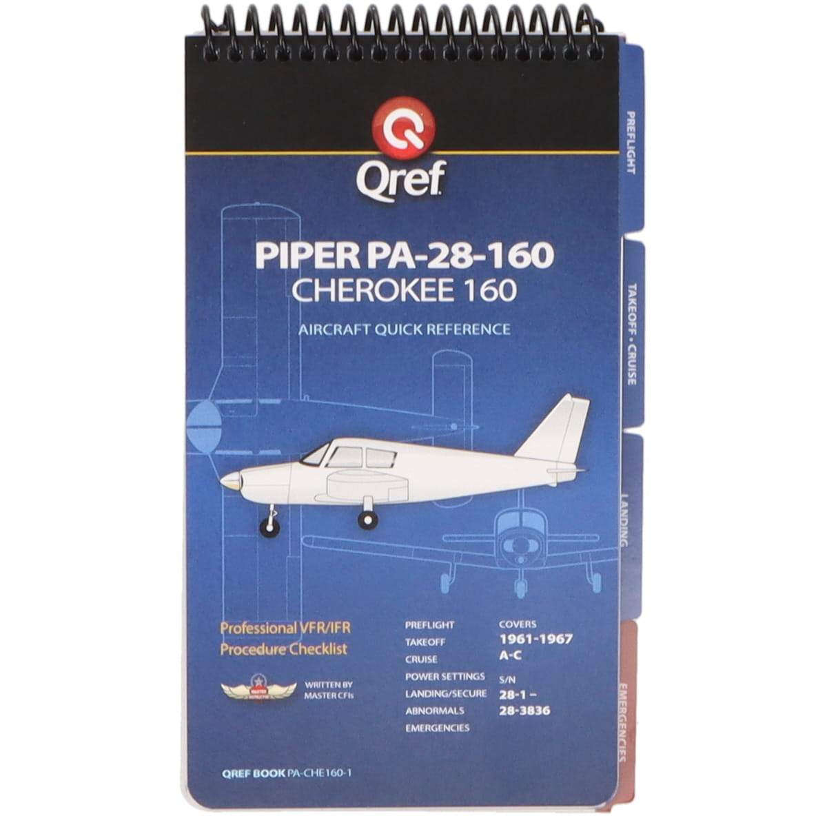NEW Qref Piper Cherokee 160 PA-28-160 (1961-67) Pilot Aircraft Procedures Checkl