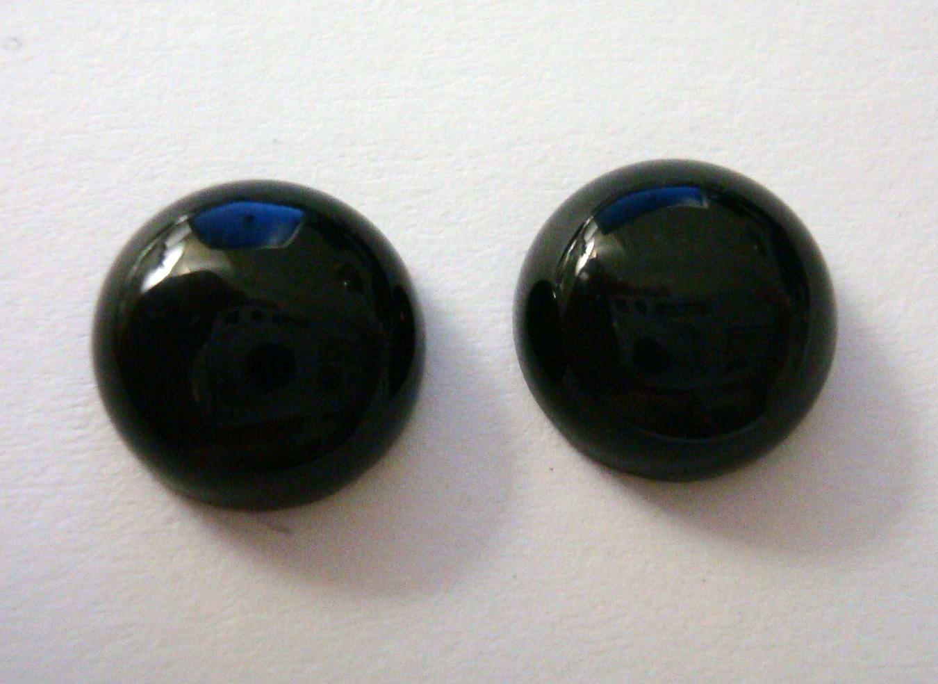 2 Black onyx high dome cabochons 8mm diameter round jewelry quality cabs cp007