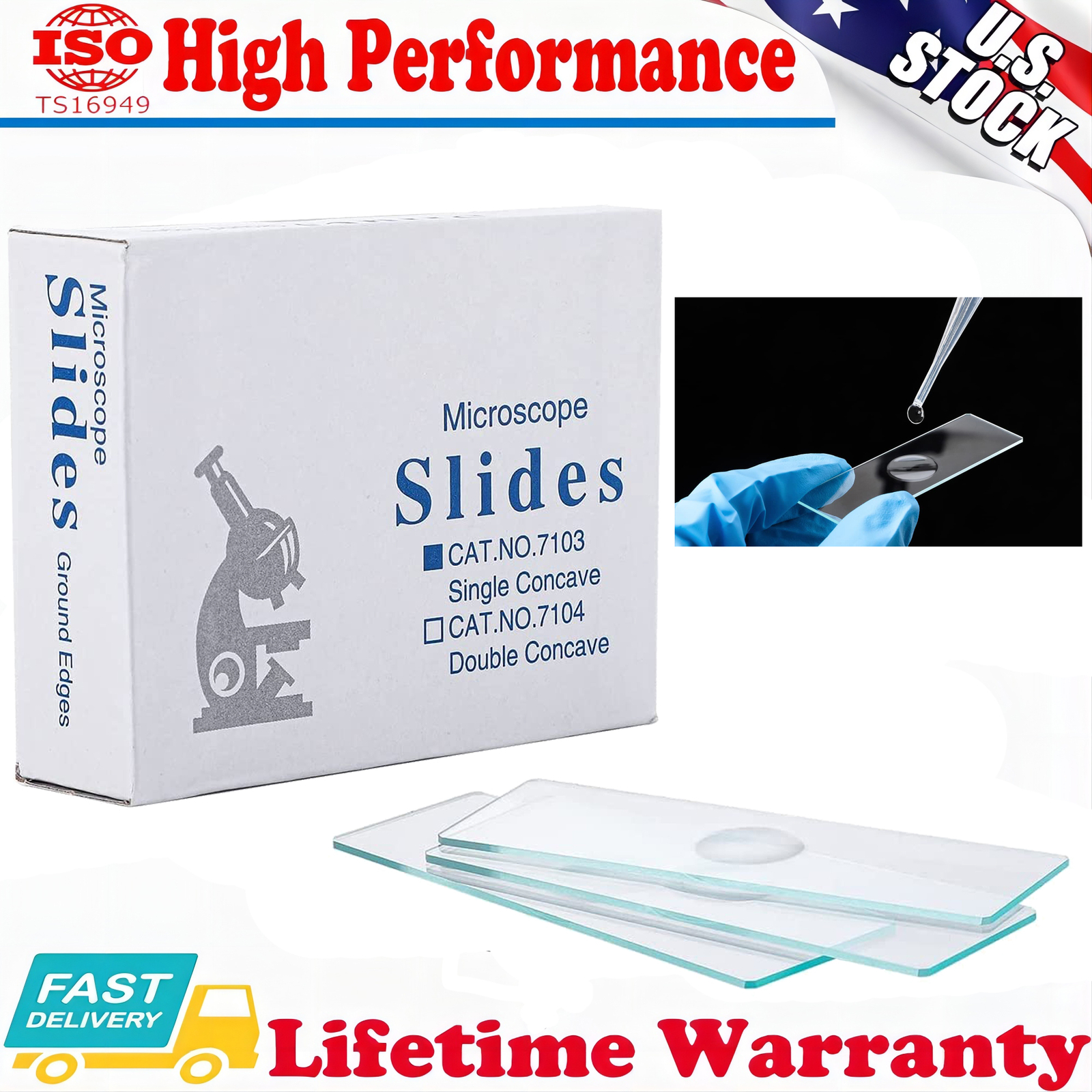 50Pcs Microscope Slides Concave Single Concave Glass Slide 25.4 x 76.2 x 1.2mm