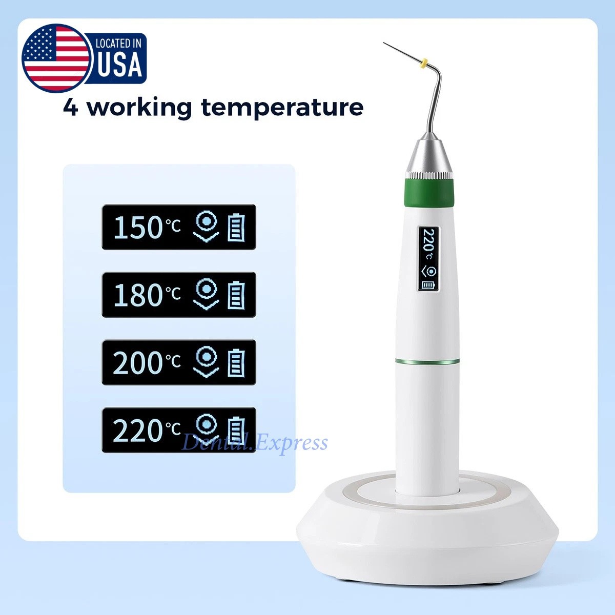 Dental Cordless Endodontic Heated Pen +2 Tip Endo Gutta Percha Obturation System
