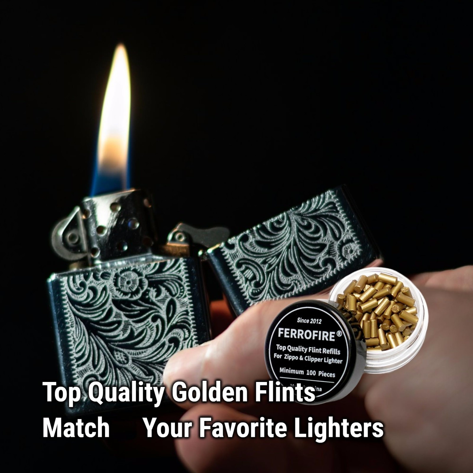100-Pack Premium Replacement Flints Compatible with Zippo Clipper Lighters |