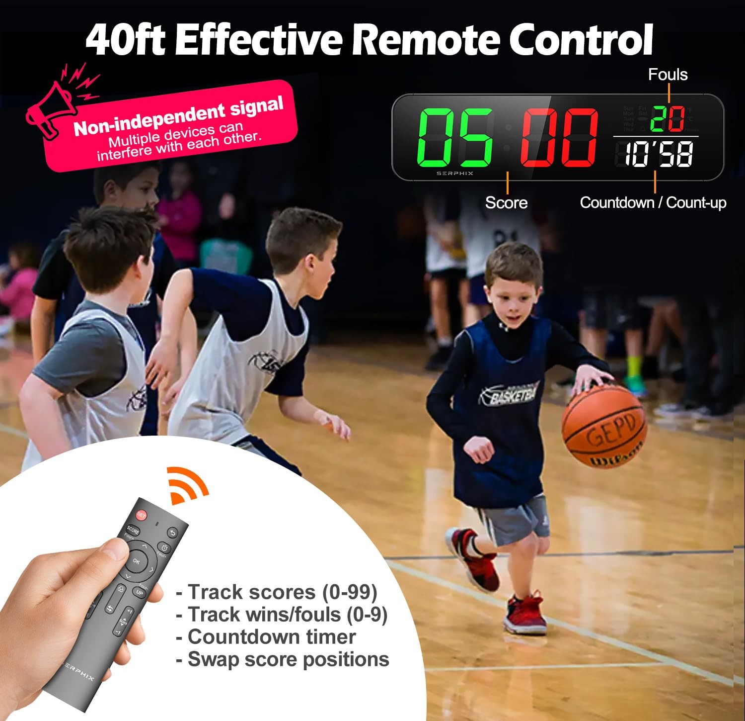 15.2" Digital Scoreboard Clock with Countdown Timer, Variable LED Color, Tabl...