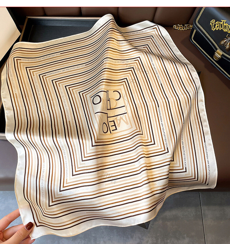 100% Silk 21" Square Scarf Women Neckerchief Wrap Kerchief Turban Striped Letter