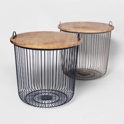 Wire Kids' Storage Floor Bin Navy - Pillowfort