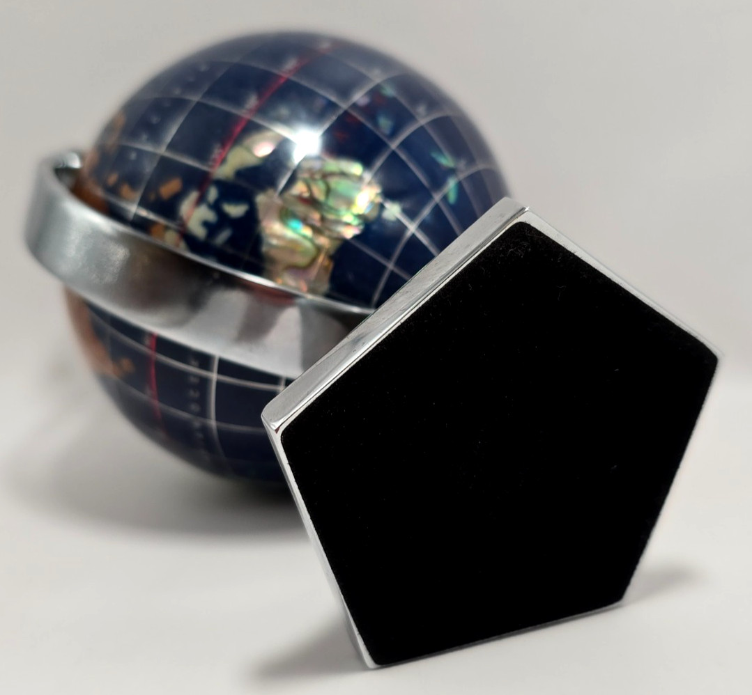 5.5" Gemstone World Desktop Globe Deep Blue With Silver Tone Base