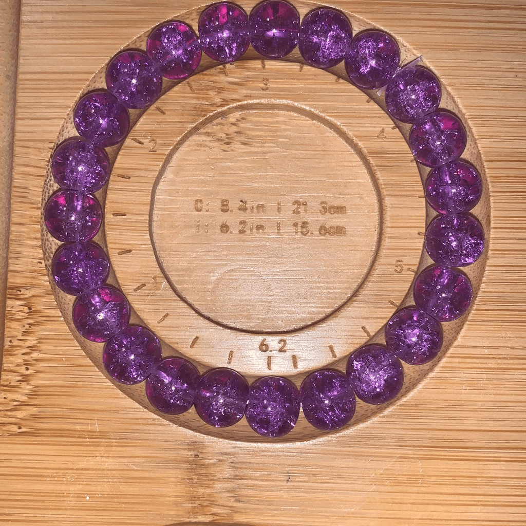 New Handmade Strechy Cracked Glass Bead Bracelet Girls Women Purple 6.2”