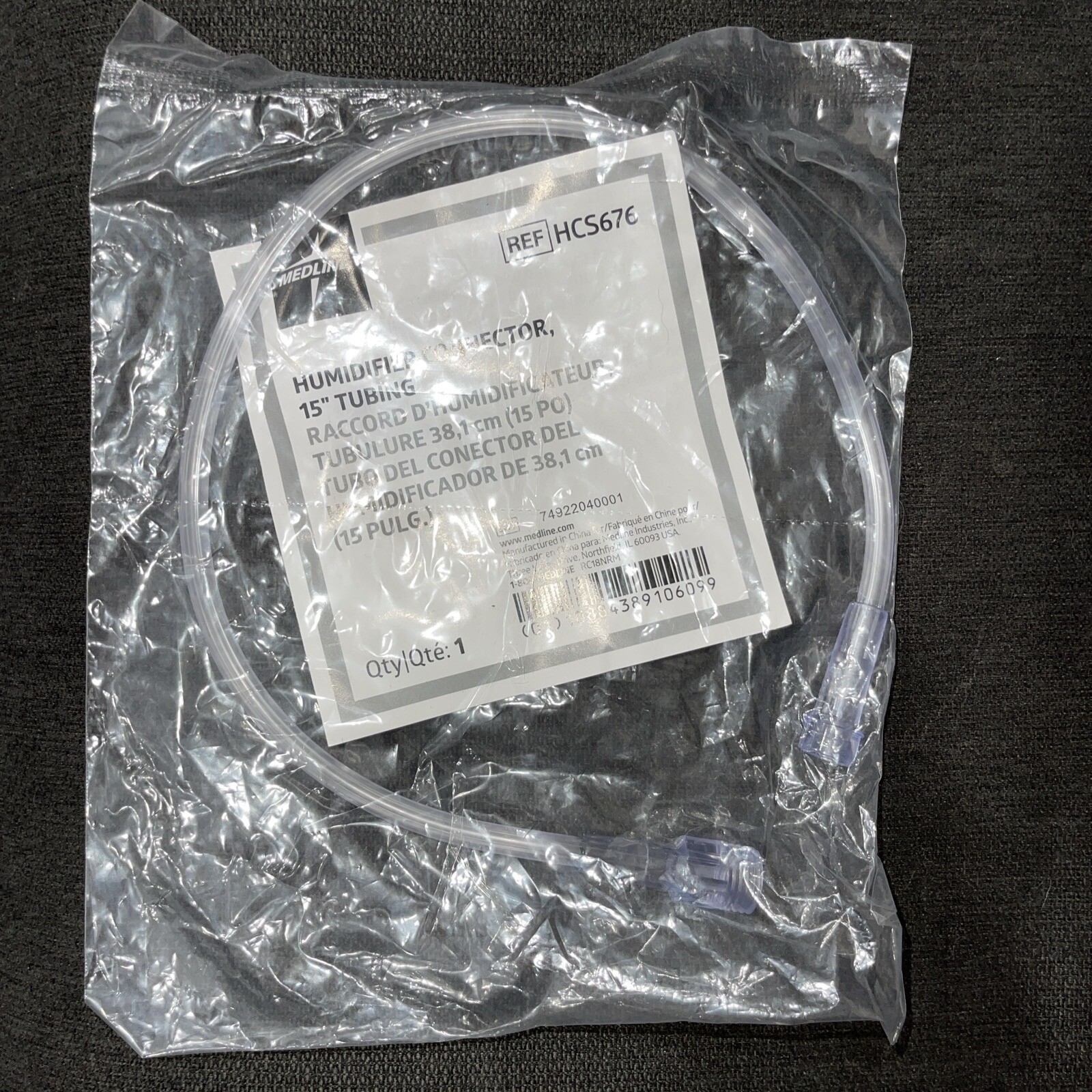 Medline Humidifier Connector 15" Tubing HCS676