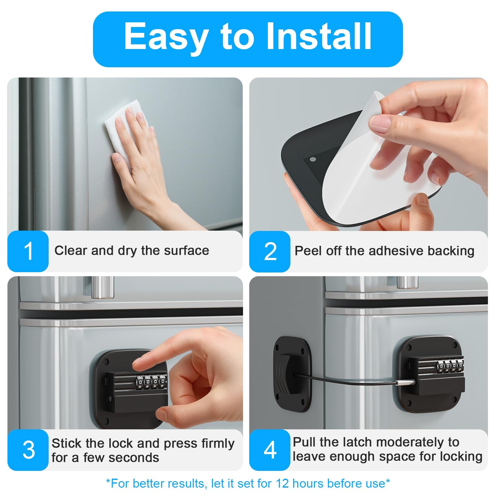 2 Pack Fridge Lock with Combination, No Key Required, Upgrade Refrigerator Lo...