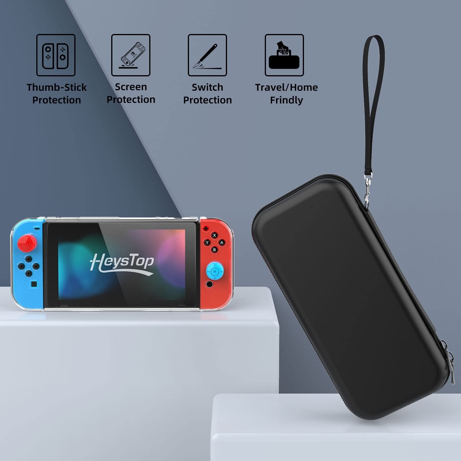 Case For Nintendo Switch Carry Case Pouch with Case HD Switch Screen Protector,b