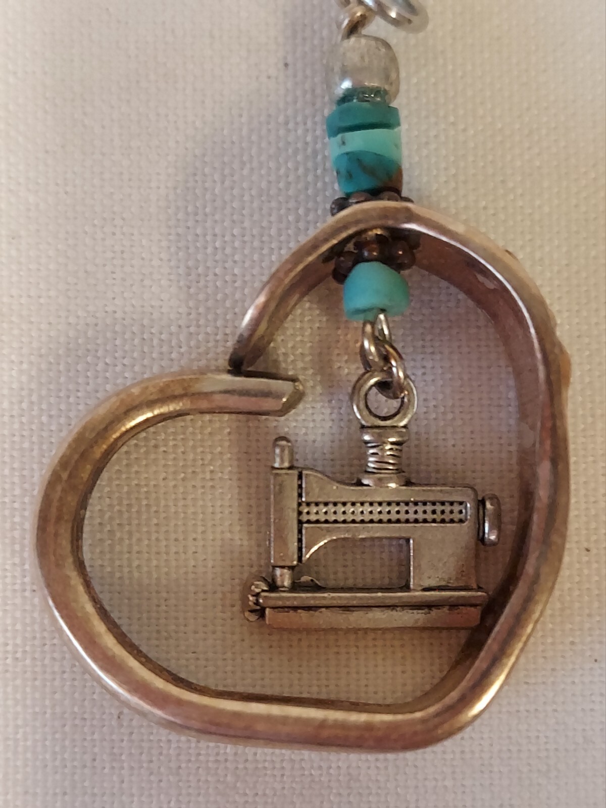 Handmade Spoon Handle Pendant With Sewing Machine Charm