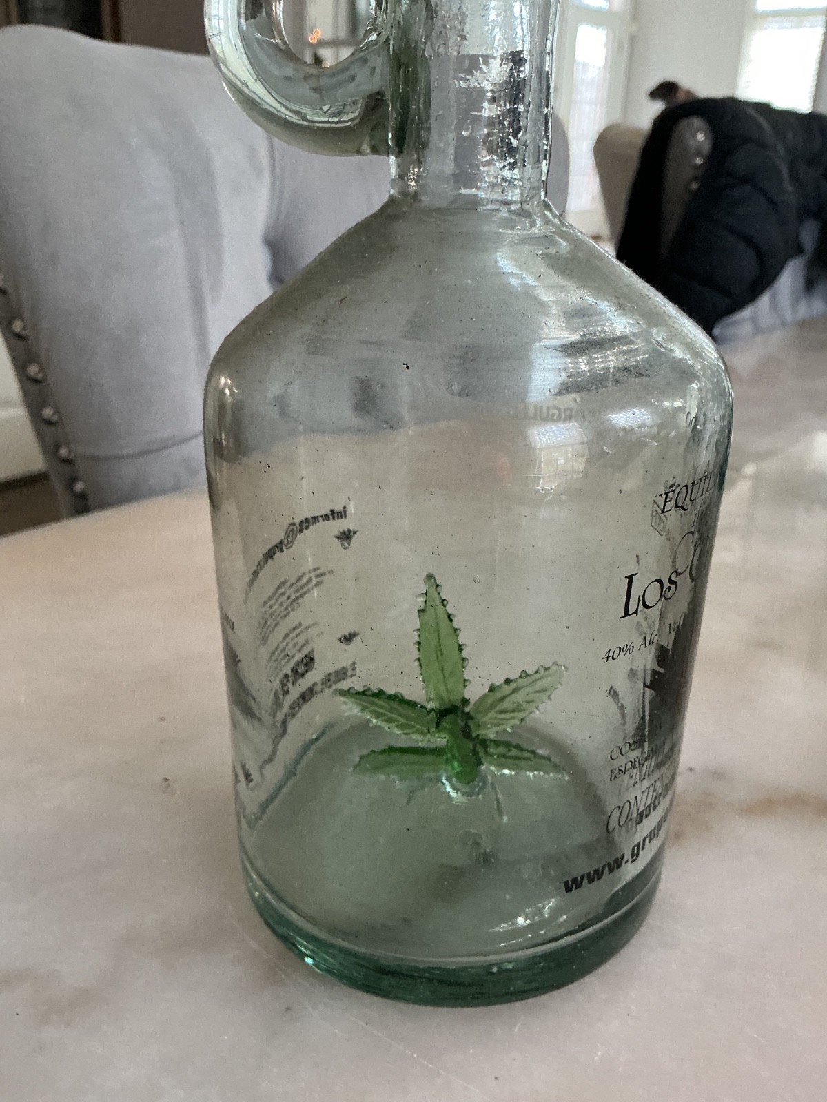 RARE Los Cristeros Marijuana tequila bottle. Hand blown empty