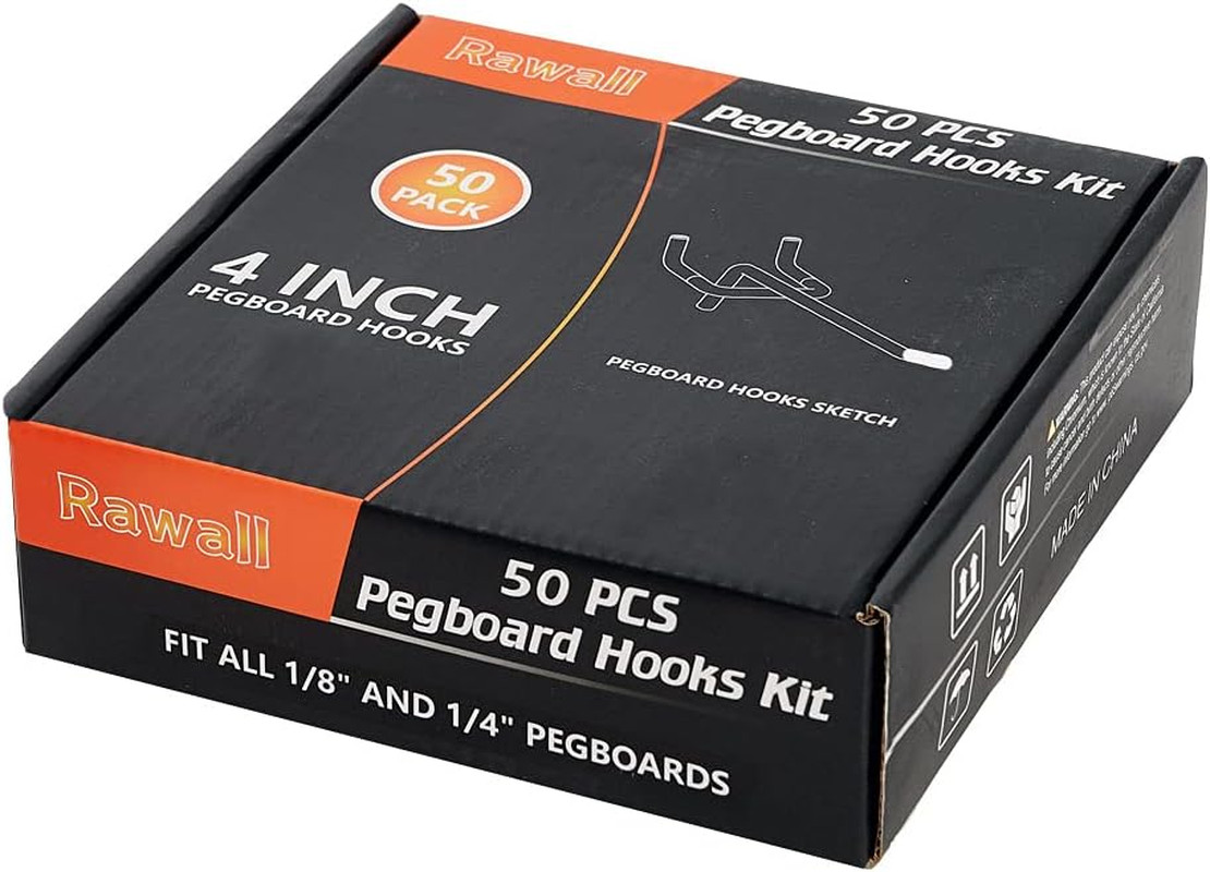 L Shape Pegboard Hooks, 4 Inch 50-Pack, Sturdy Galvanized Metal, Suitable