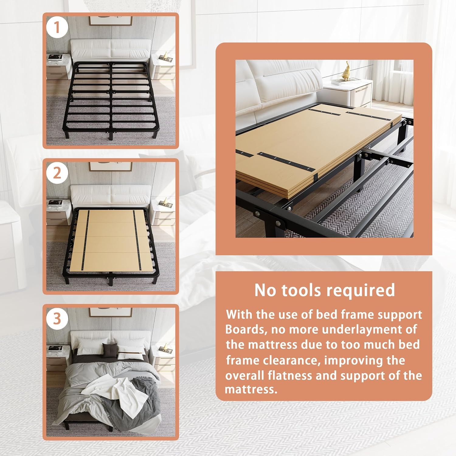 Full Bunkie Board Under Mattress Support Foldable Lightweight Bed Solution Full