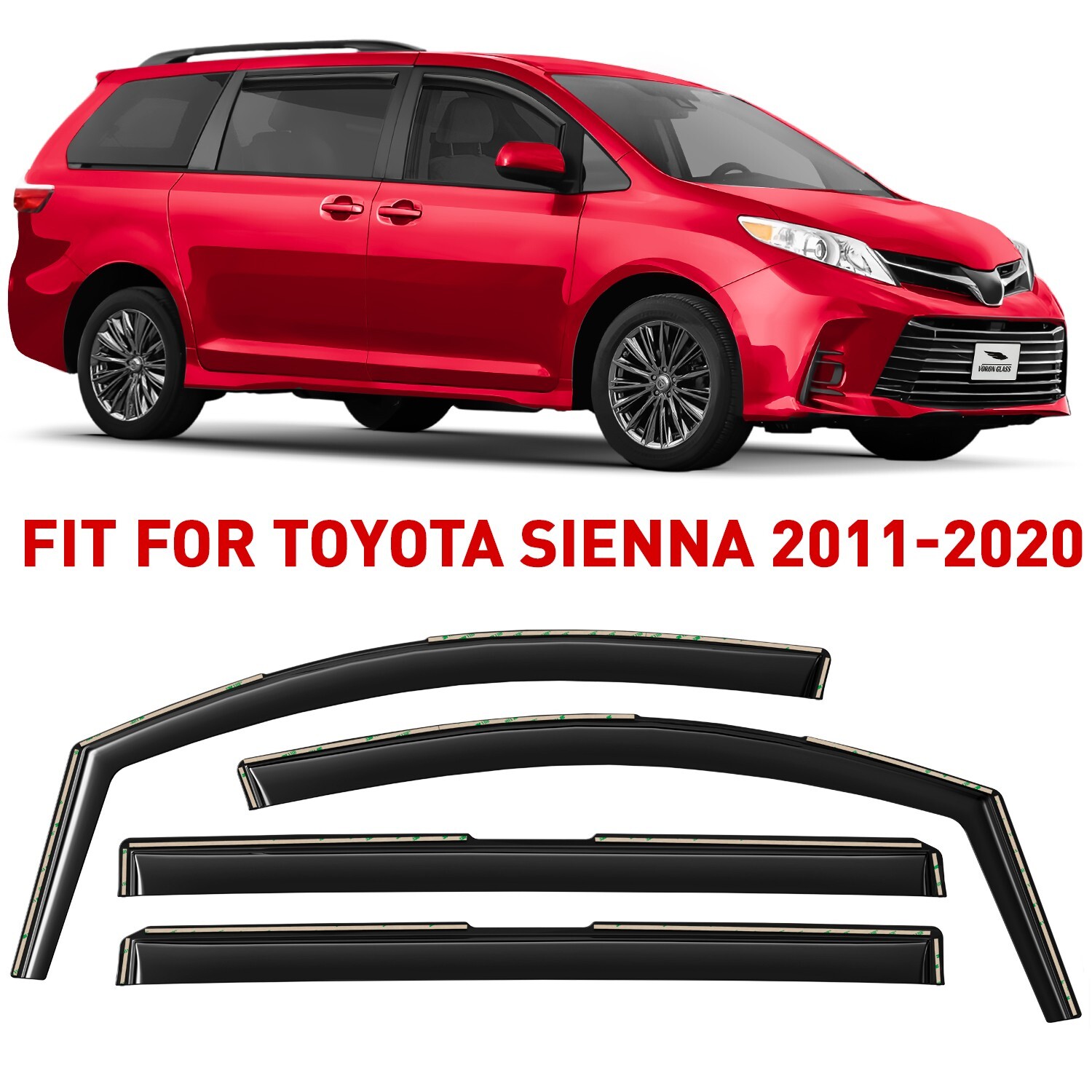 Rain Guards Vent Visors Shade for 2011-2020 Toyota Sienna SHATTERPROOF