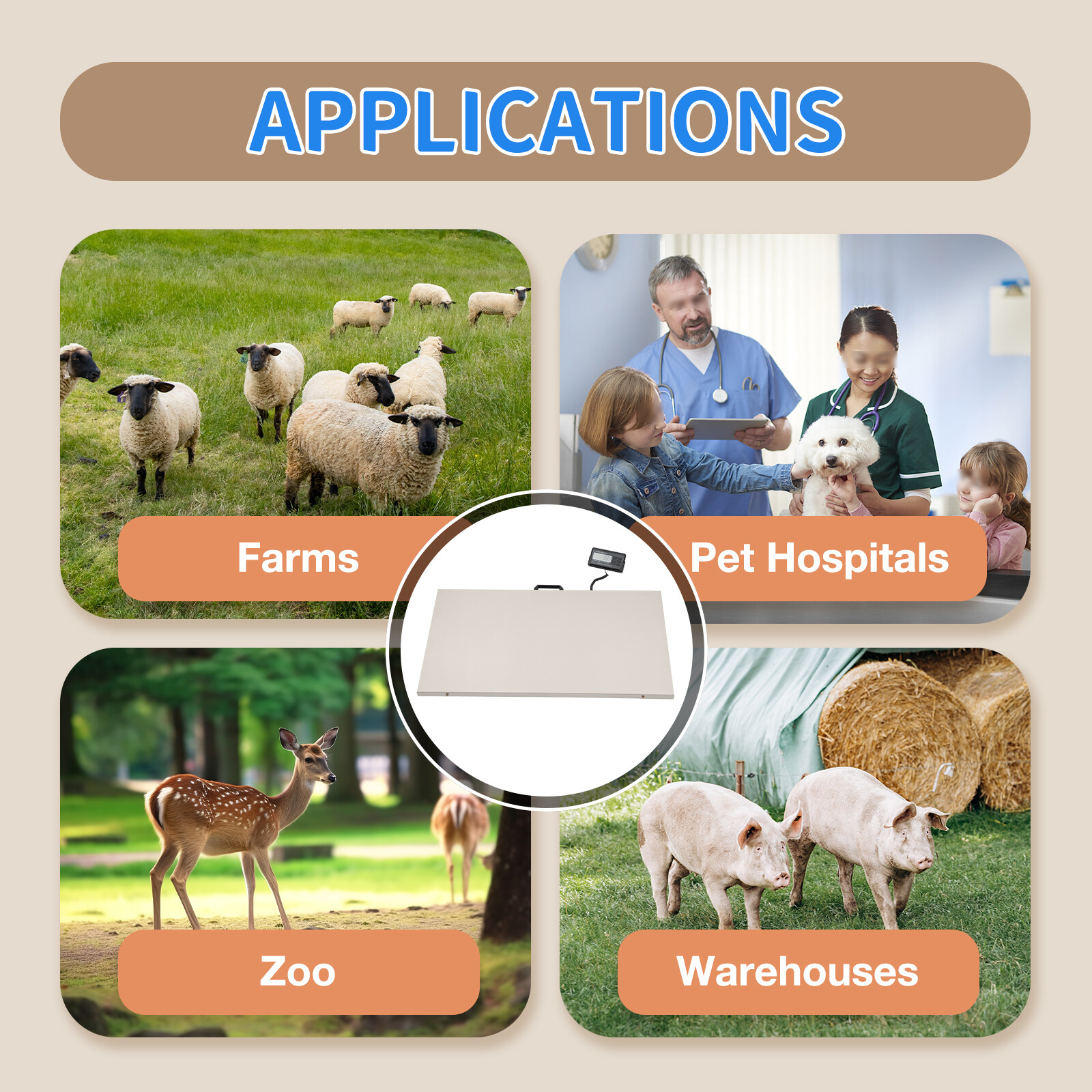 300kg Digital Livestock Vet Scale Hog Scale Goat Sheep Alpaca Pig Farm Scale USA