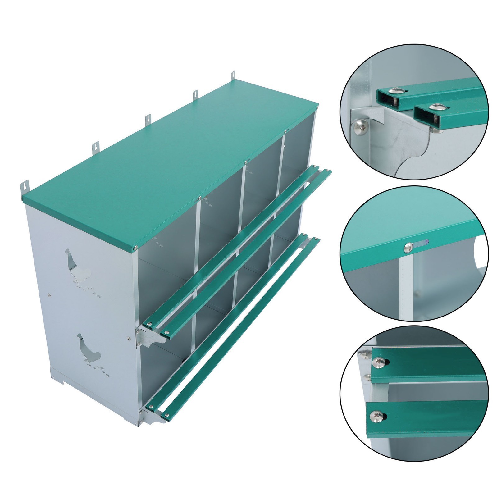 Durable Chicken Nest Box 8 Hole Nest Box Laying Egg Lay Box Hen Chicken Coop Box