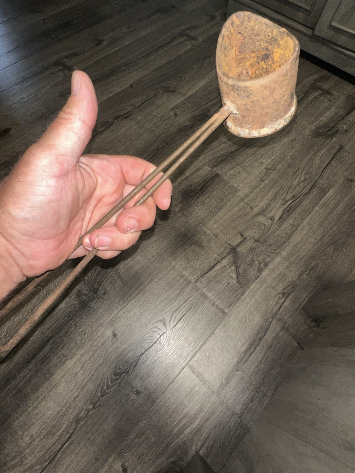 Antique Cast Iron Smelting Ladle Double Single Rustic Hand Made!