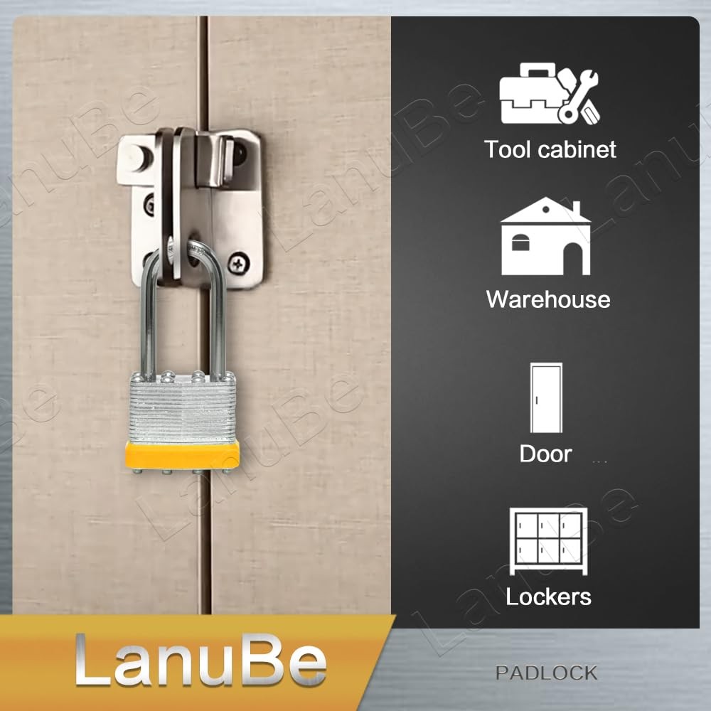 Lanube Lock Laminated Keyed Padlock 1-9/16 40Mm Keyed Alike Locks Long