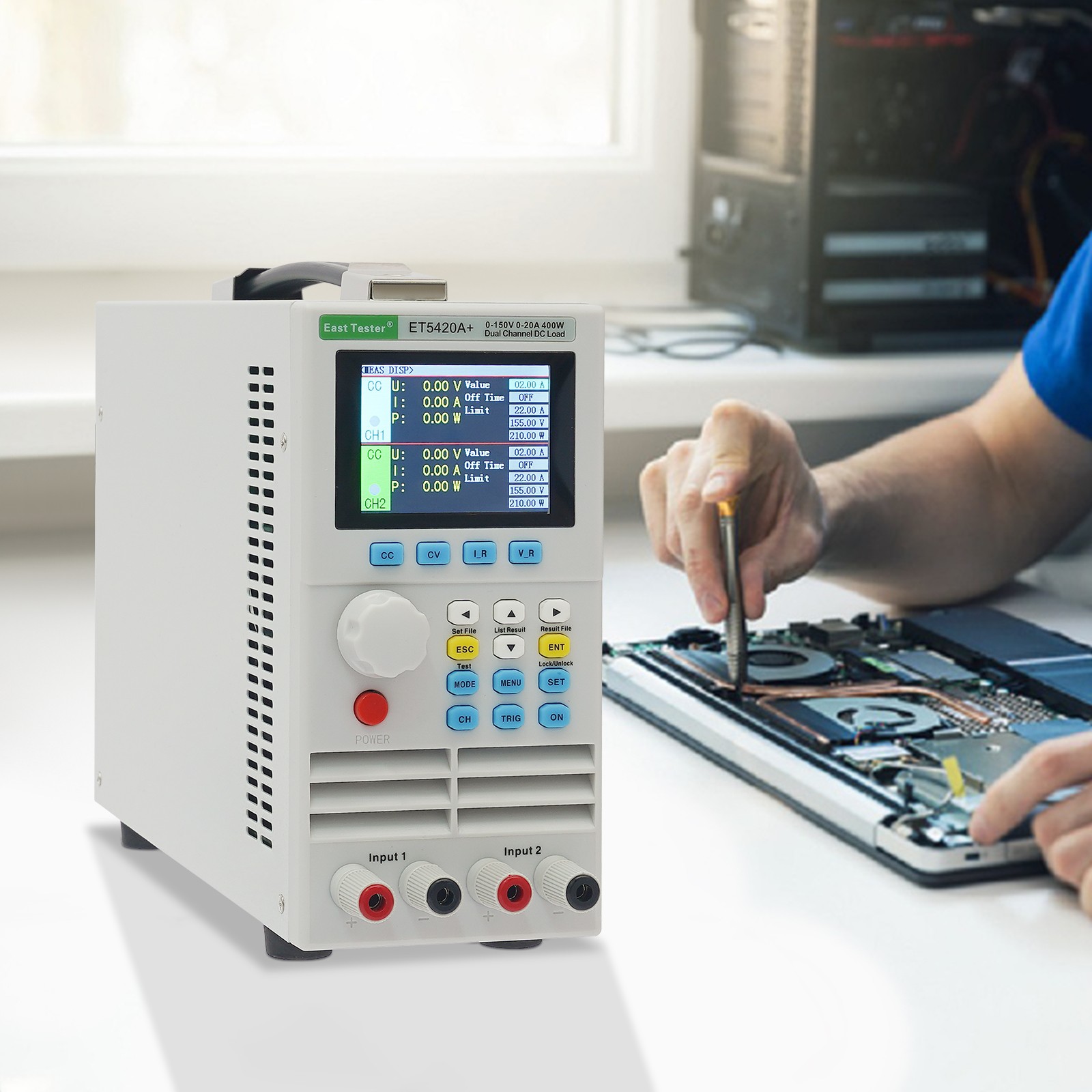 Programmable DC Electronic Load Tester Battery Tester Dual Channel Testing 400W