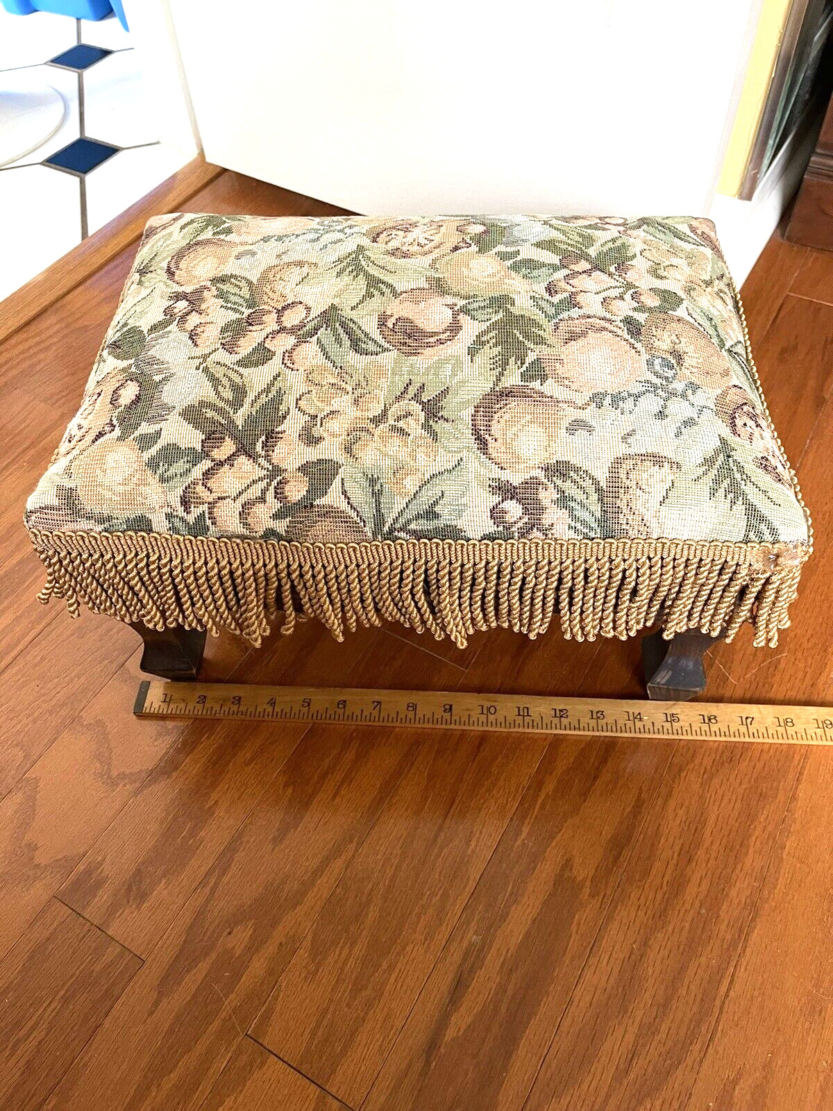 Vtg. Footstool New Upholstered. Nice !