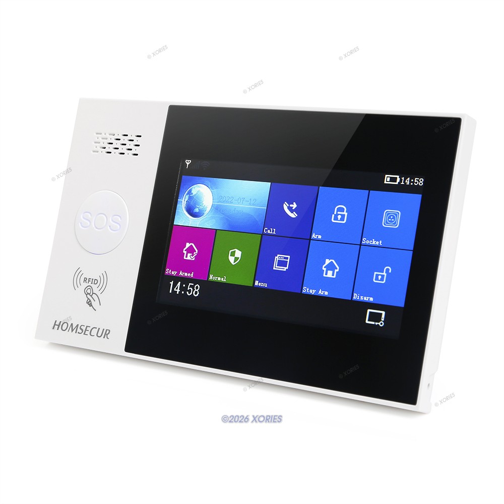 HOMSECUR 2G/4G WIFI Smart Home Alarm System LCD Touchscreen SOS Button Basic Kit