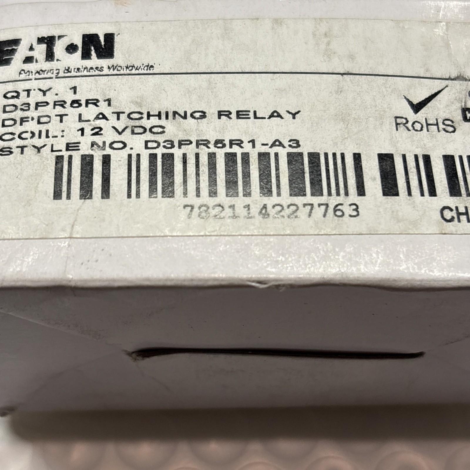 EATON Latching Relay, D2PR5R1, Coil 12 VDC, New