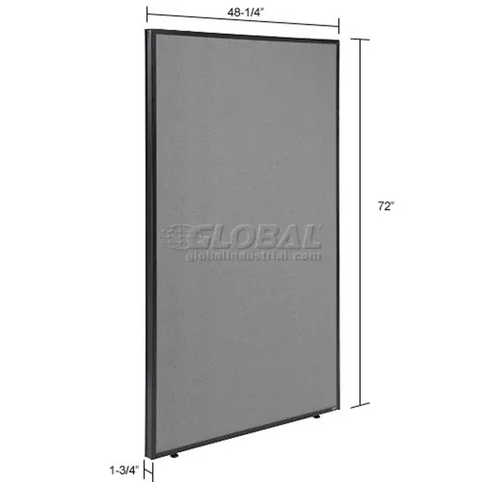 Interion? Office Partition Panel, 48-1/4"W x 72"H, Gray