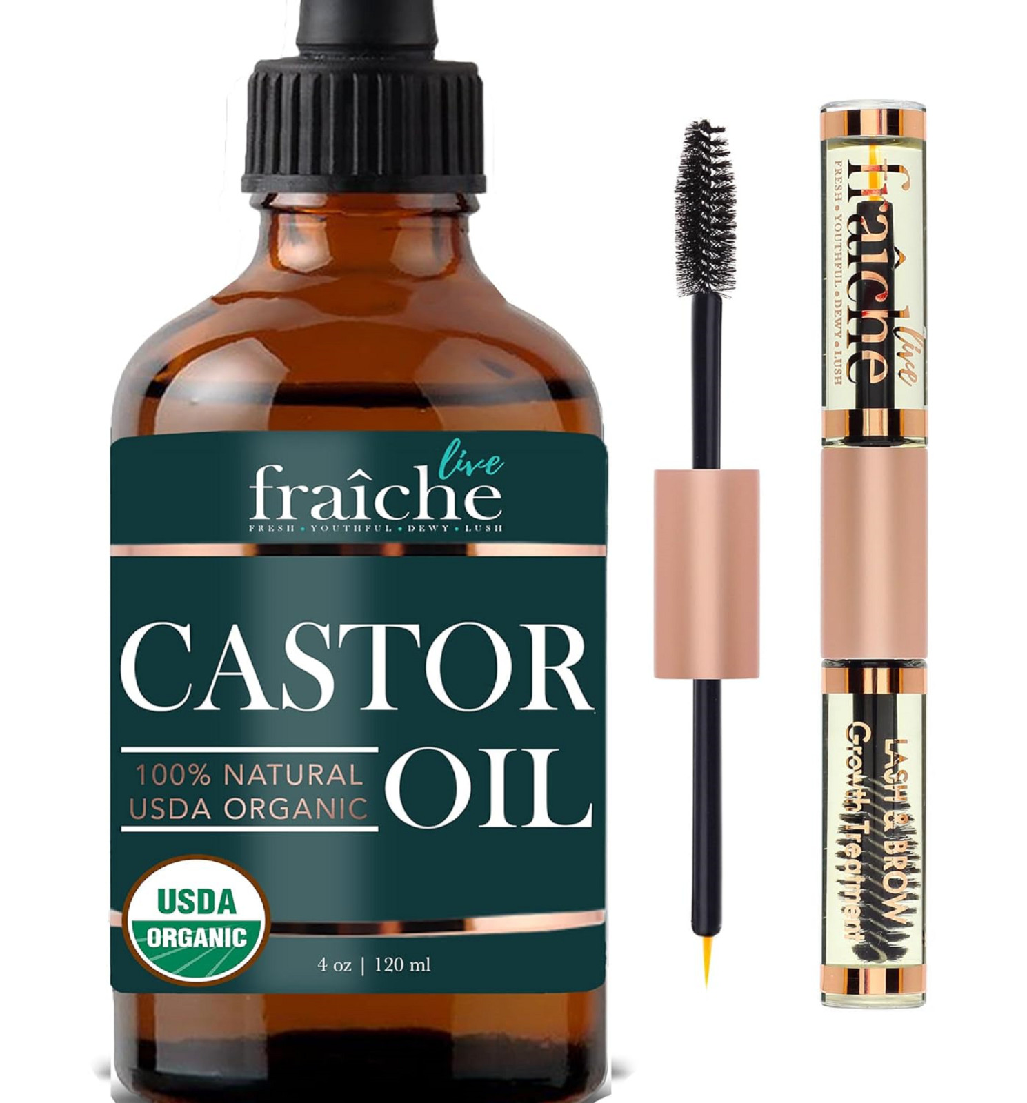 Aceite de ricino certificado por USDA orgánico, 100% puro, prensado en frío 4 oz