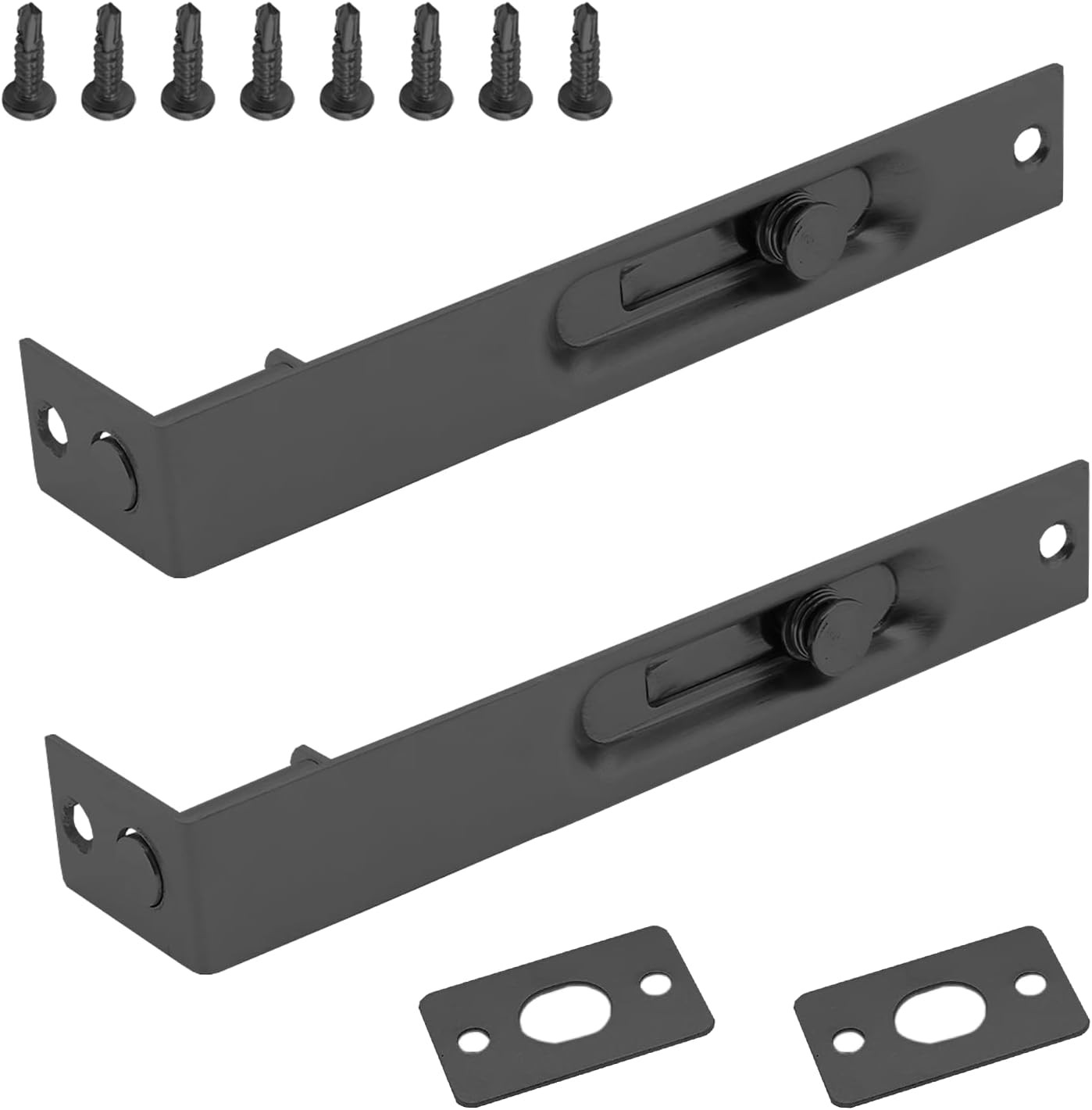 Luomorgo 2 Pcs 6 Inch Flush Bolt, Heavy Duty French Door 6 Inch-2pcs, Black