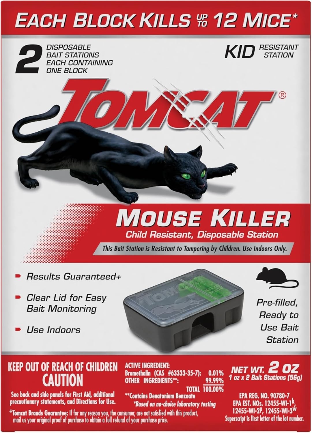 Tomcat Mouse Killer Child Resistant,Disposable Station,2 Pre-Filled Ready-To-Use