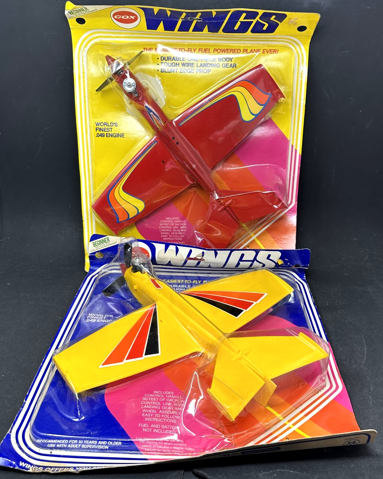 Cox Wings Fuel Powered Plane Mantis Hustler Racer 1977 Lot of 2 - Vintage - Rare