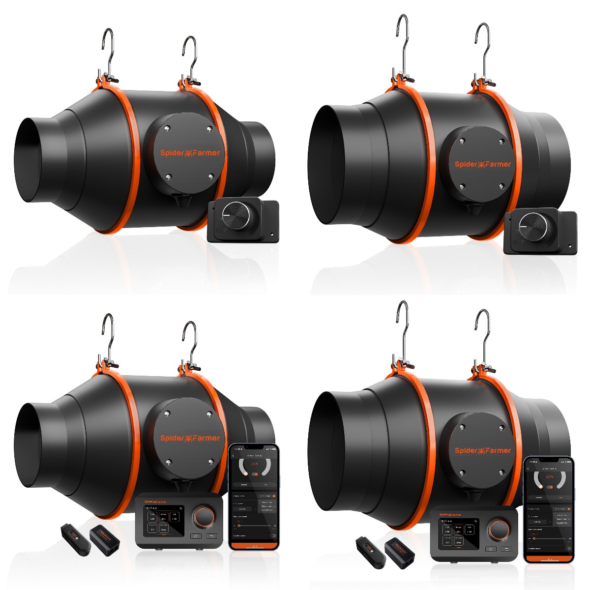 Spider Farmer 4"6" Inline Fan Exhaust Ventilation HVAC Blower for Grow Tent Kits