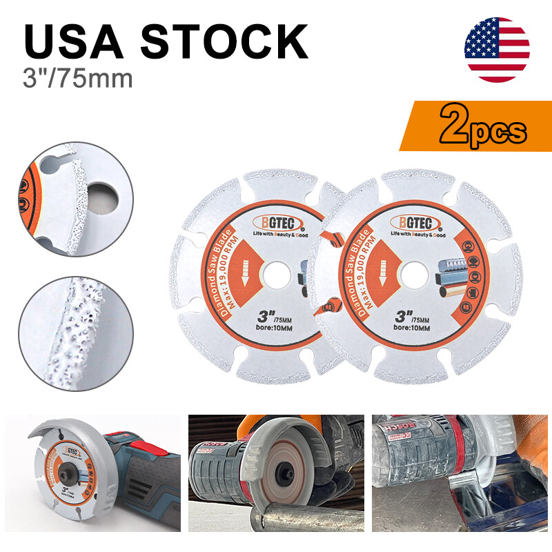Diamond Cutting Disc Mental Saw Blade for Steel Pipe Rebar Cutter Plate 2pcs 3''