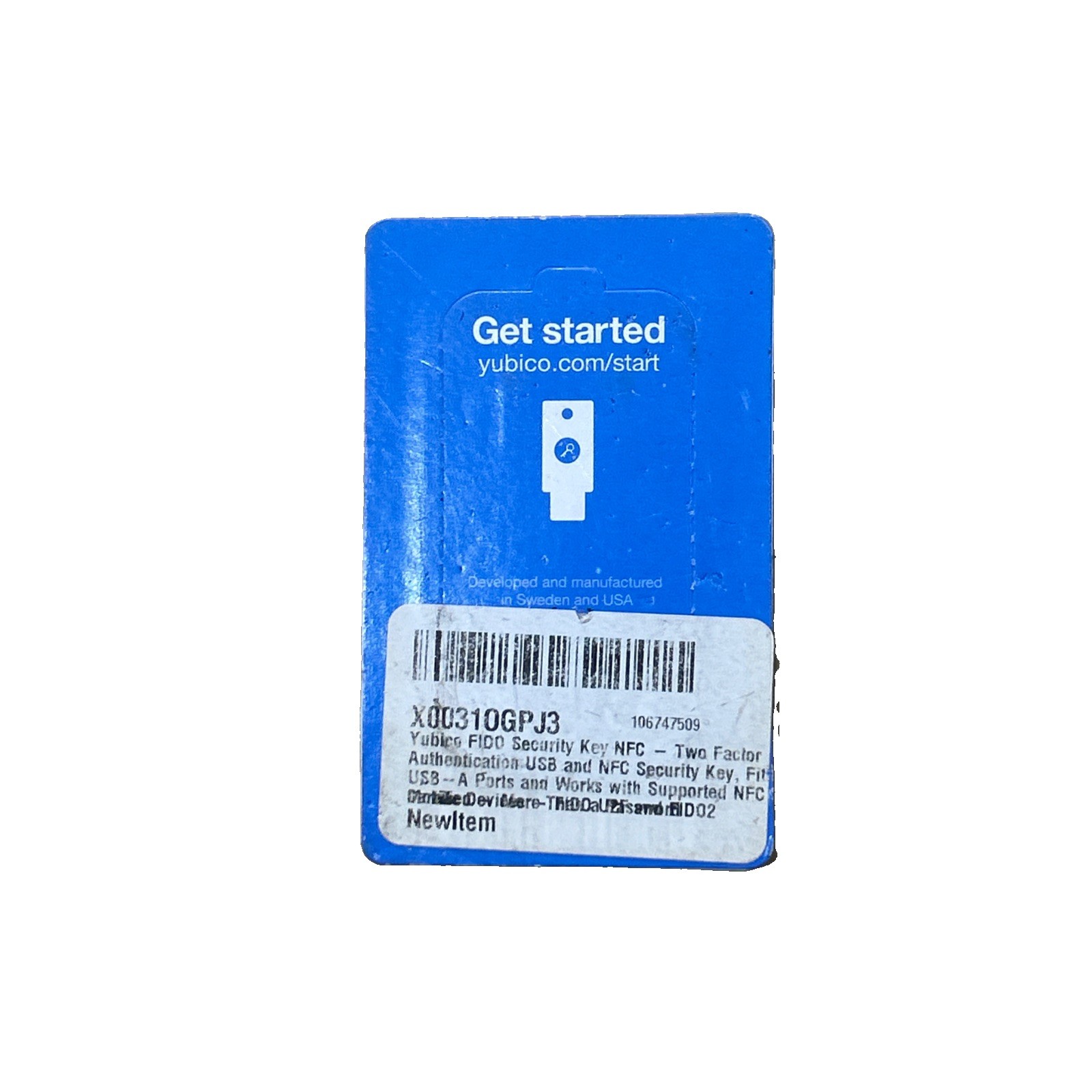 Yubico FIDO Security Key NFC and USB - Two Factor Authentication, Fits USB-A