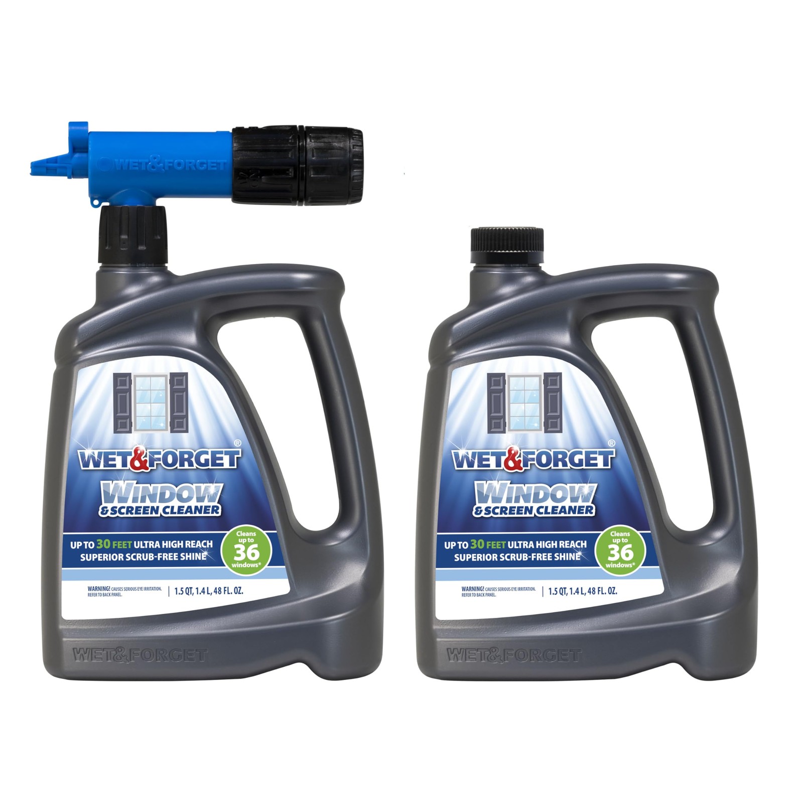 Wet & Forget Window & Screen Cleaner – Outdoor 48 Fl Oz (Pack of 2), Clear