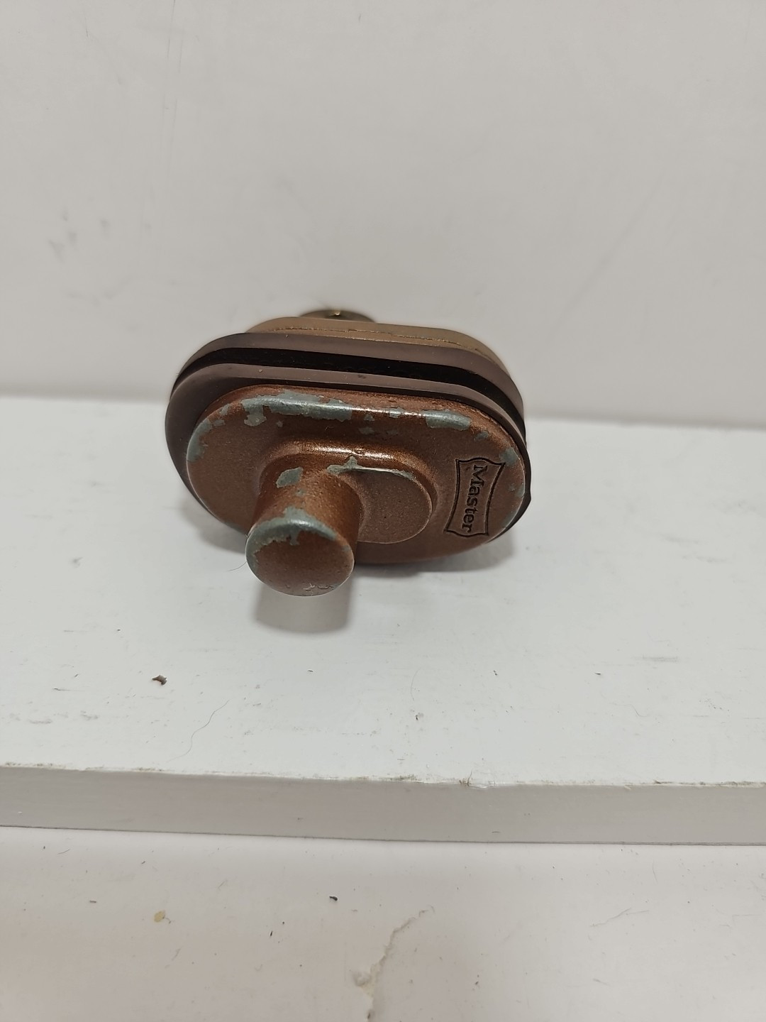 Vintage Master Lock, Two-Piece Clamp Lock with Key