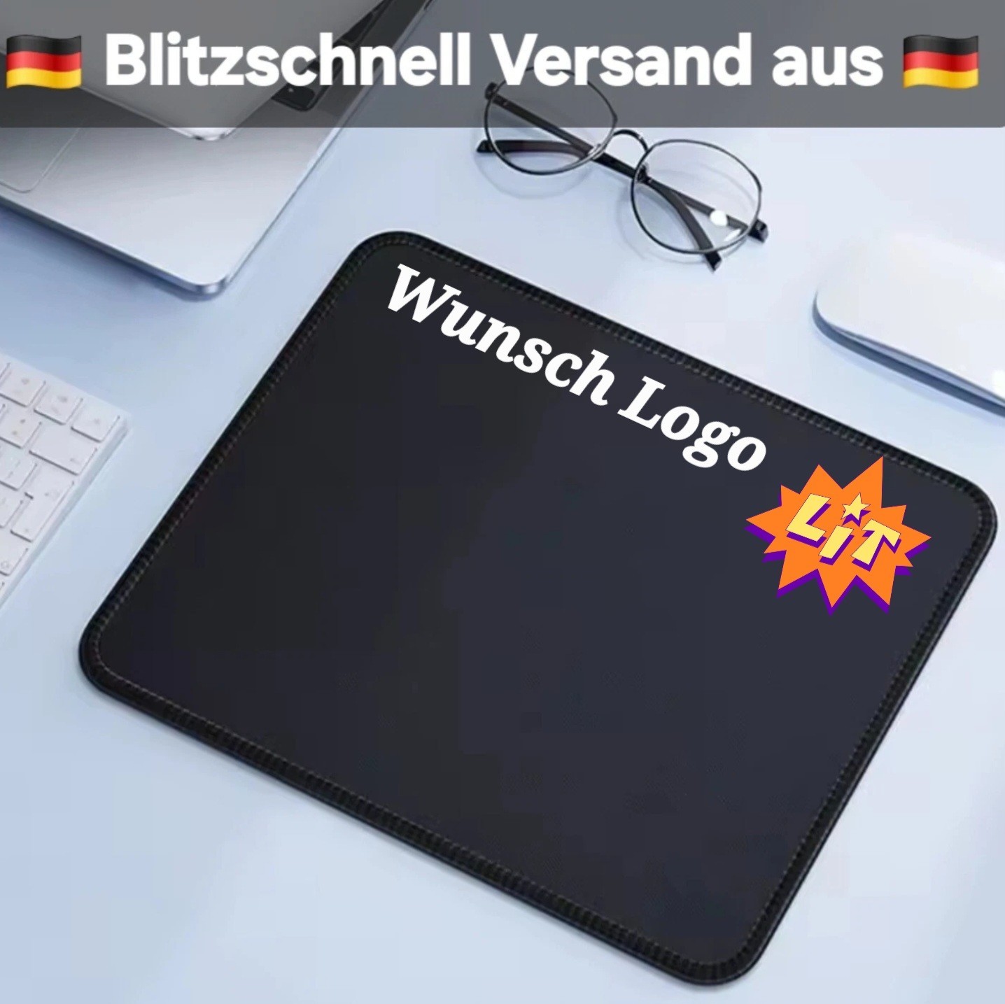Wish logo mouse pad mouse pad 25 x 20 cm elegant non slip Black