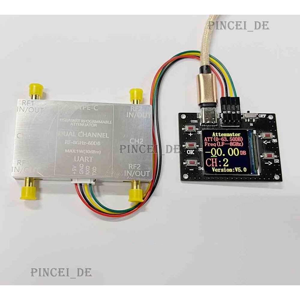 RF-8GHz-60DB Programmable Attenuator+Type-C Cable + Offline Main Control Board