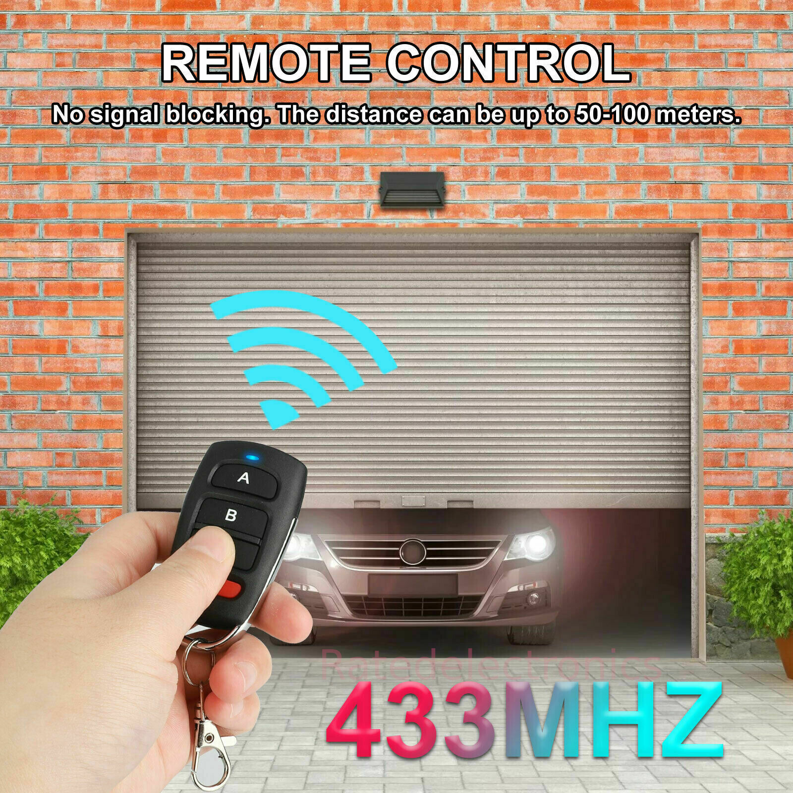 2PC Universal 433mhz Electric Garage Door Cloning Remote Control Key Fob 100M US