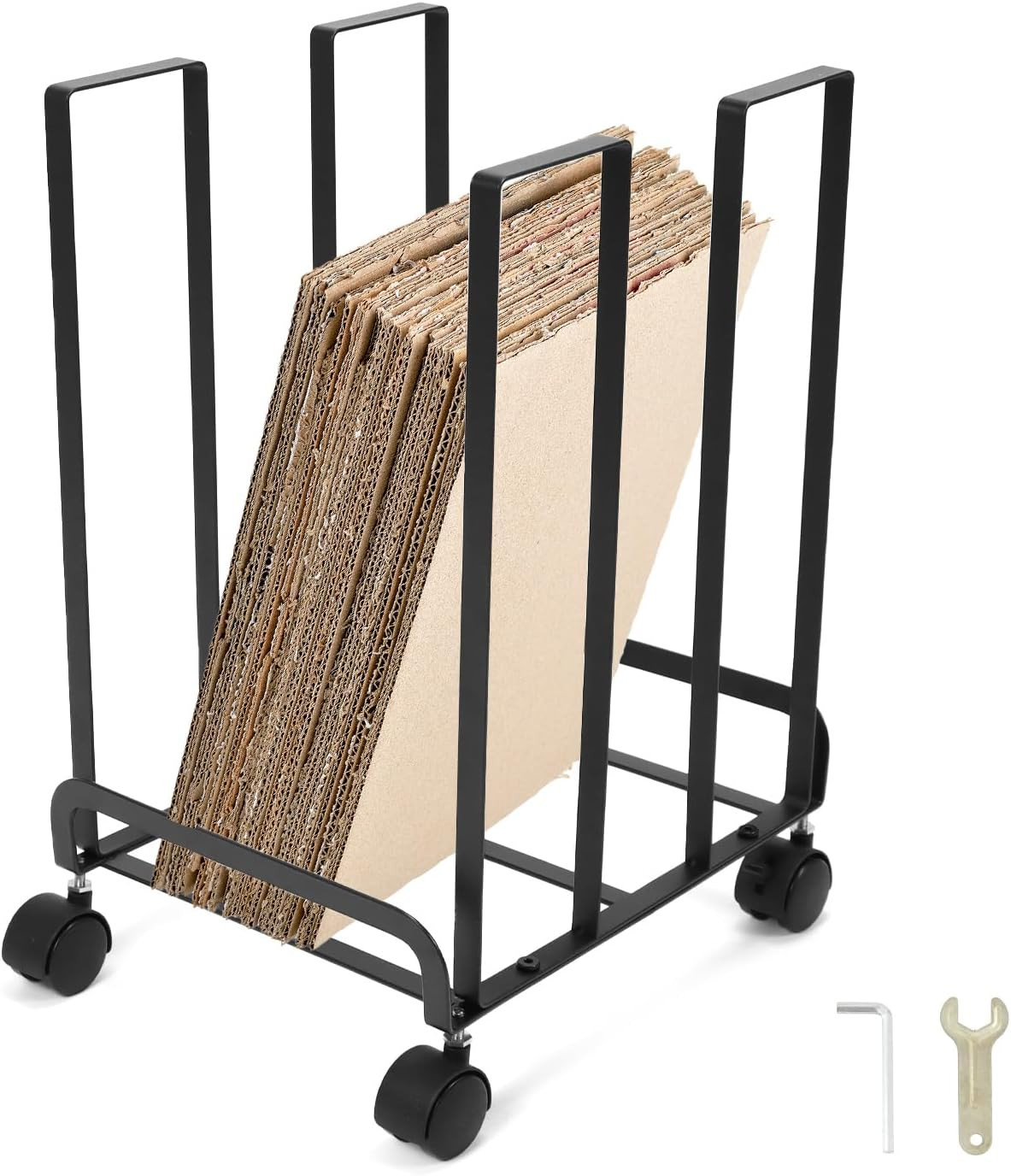 Heavy Duty Carton Storage Rack with Wheels 220lb Capacity 12.2x10.2x17.1in Black