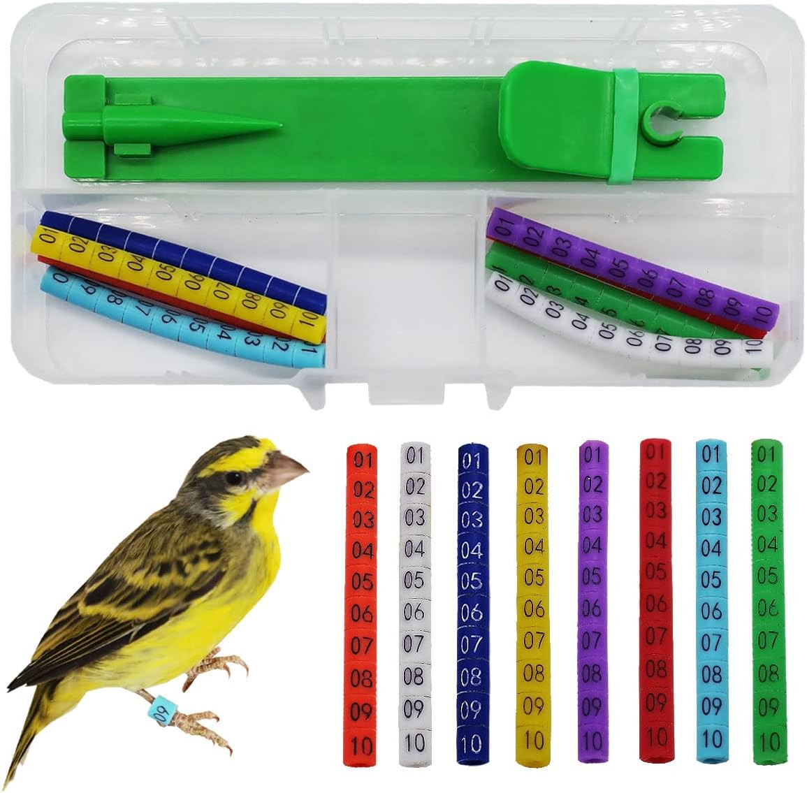 80 Pcs Numbered Bird Ring Leg Bands for Gouldian Zebra Finch Canary