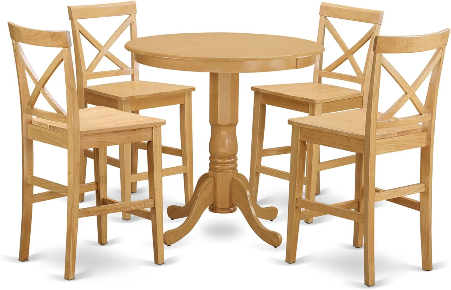 JAPB5-OAK-W 5 Piece Counter Height Dining Table Set Includes a round Kitchen Tab