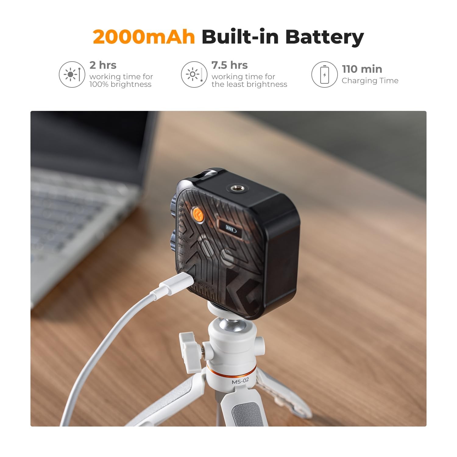 Bi-Color LED Video Light 2000mAh Rechargeable Portable Camera Photography Light