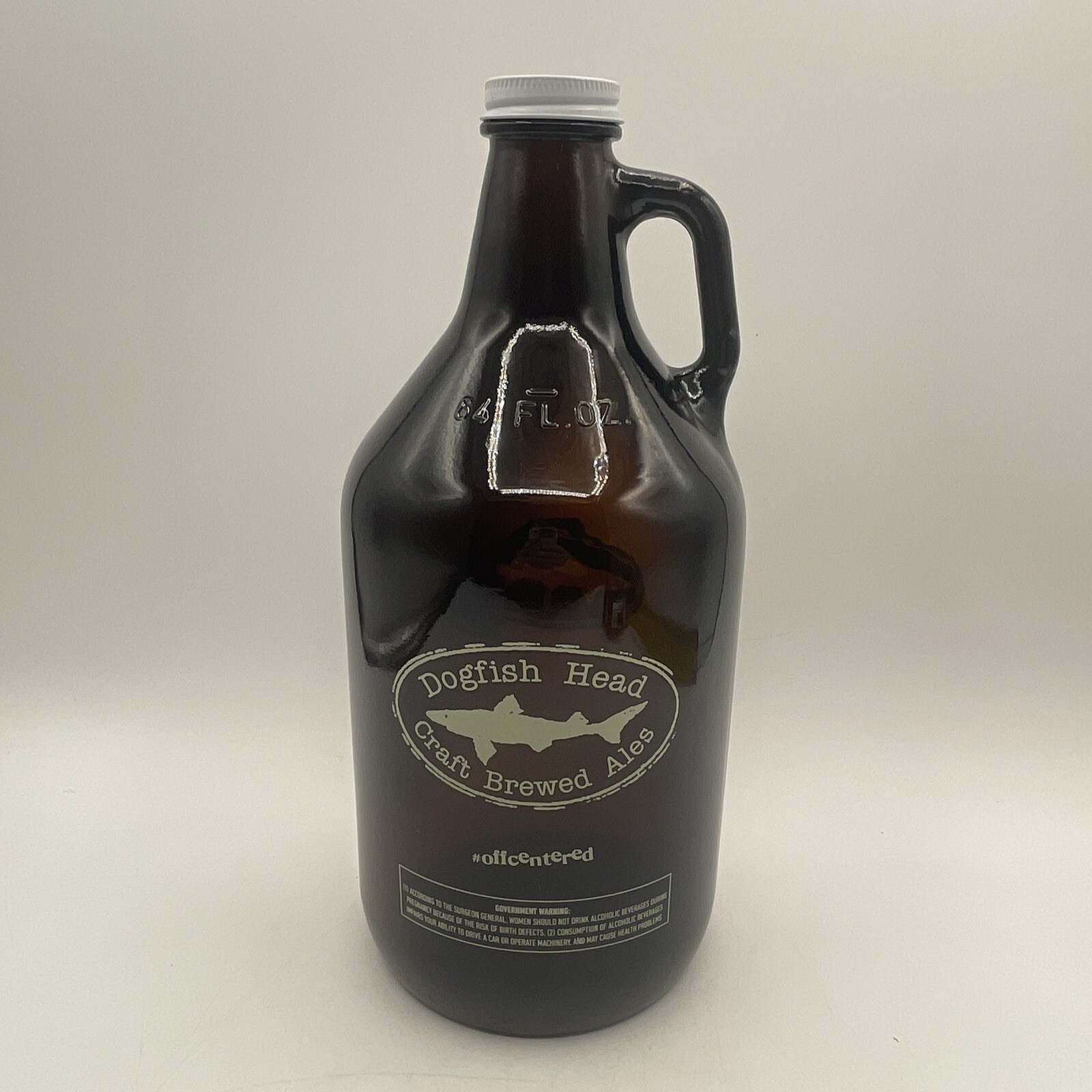 DOGFISH HEAD 64oz Brown Glass Growler Jug Craft Brewed Ales #offcentered EMPTY