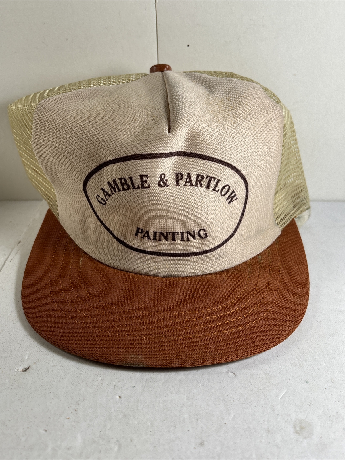 Gamble & Partlow Painting SnapBack Hat Mesh Tan Brown USA